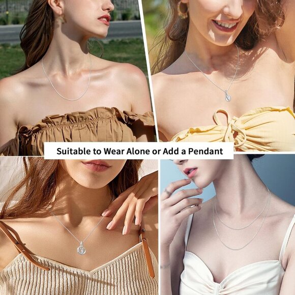 925 Sterling Silver Chain Necklace Chain for Women 1.1mm Cable Chain Necklace Up - Picture 6 of 6